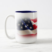 Patriottische Rode, Witte en Blauwe Amerika Vlag M Tweekleurige Koffiemok (Links)