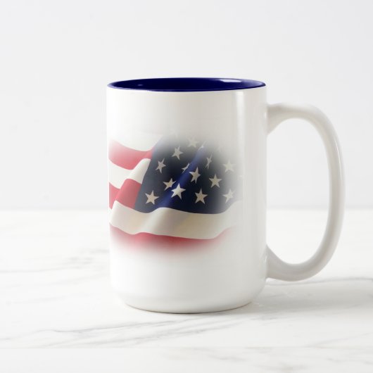 Patriottische Rode, Witte en Blauwe Amerika Vlag M Tweekleurige Koffiemok (Rechts)