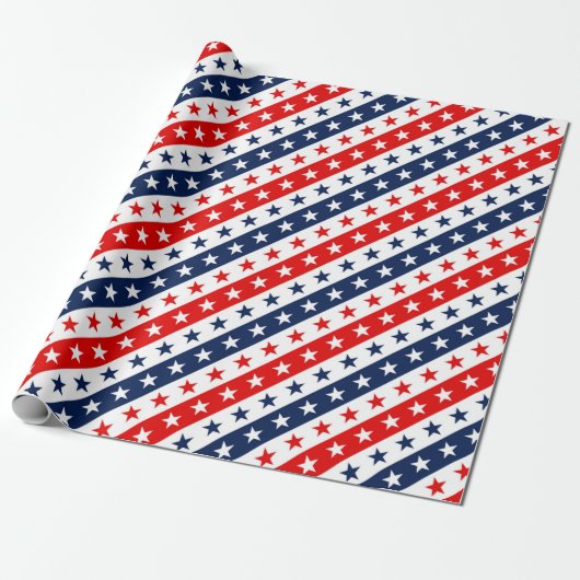 Patriottische rode, witte en blauwe Amerikaanse st Cadeaupapier (Uitgerold)