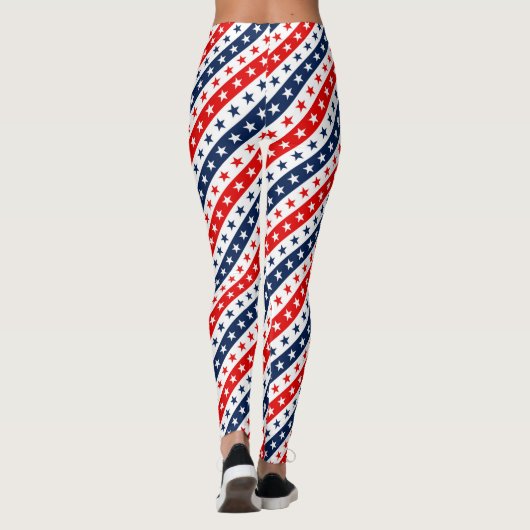 Patriottische rode, witte en blauwe Amerikaanse st Leggings (Achterkant)