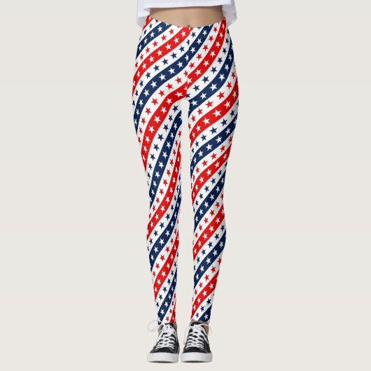 Patriottische rode, witte en blauwe Amerikaanse st Leggings (Voorkant)