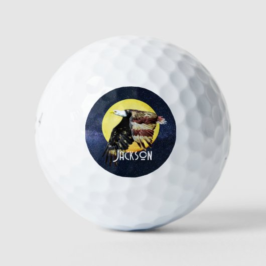 Patriottische rode, witte en blauwe balkadelaar golfballen (Voorkant)