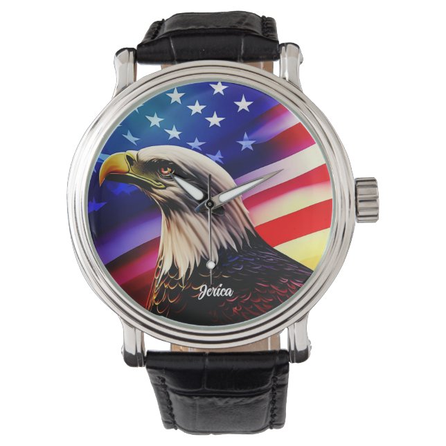 Patriottische rode, witte en blauwe balkadelaar horloge (Voorkant)