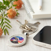 Patriottische rode, witte en blauwe balkadelaar sleutelhanger (Zijkant)