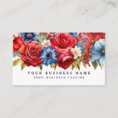 Patriottische rode witte en blauwe bloemen Bloemen Visitekaartje (Voorkant)