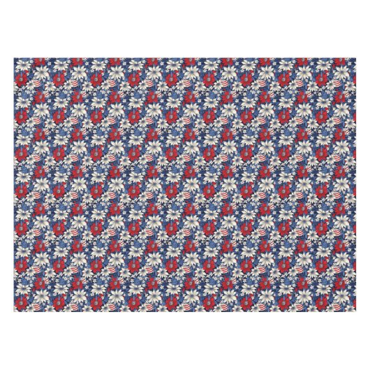 Patriottische rode, witte en blauwe bloemen en str tafelkleed (Voorkant (Horizontaal))