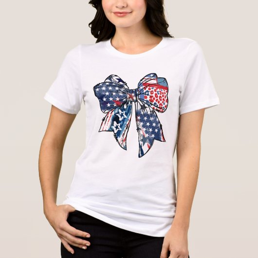 Patriottische rode, witte en blauwe boog 4 juli Tri-Blend shirt (Voorkant)
