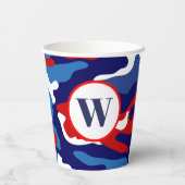 Patriottische rode witte en blauwe Camo Paper Cups Papieren Bekers (Achterkant)