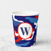 Patriottische rode witte en blauwe Camo Paper Cups Papieren Bekers (Voorkant)