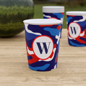 Patriottische rode witte en blauwe Camo Paper Cups Papieren Bekers