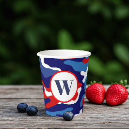 Patriottische rode witte en blauwe Camo Paper Cups Papieren Bekers