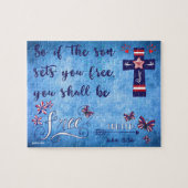 Patriottische rode witte en blauwe Christelijke vr Legpuzzel (Horizontaal)