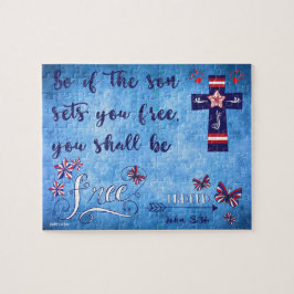 Patriottische rode witte en blauwe Christelijke vr Legpuzzel