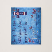 Patriottische rode witte en blauwe Christelijke vr Legpuzzel (Verticaal)