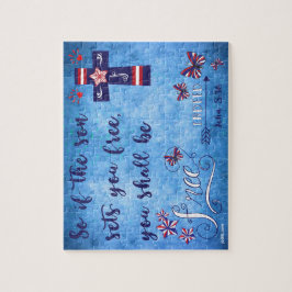 Patriottische rode witte en blauwe Christelijke vr Legpuzzel