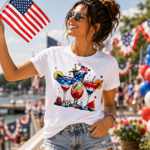 Patriottische Rode, Witte en Blauwe Cocktails Tri-Blend Shirt