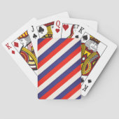 Patriottische rode witte en blauwe gestreepte pokerkaarten (Achterkant)