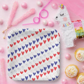 Patriottische rode, witte en blauwe harten papieren bordje (Feest)