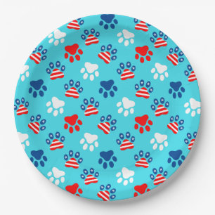 Patriottische Rode Witte en Blauwe Hond Poot Patro Papieren Bordje
