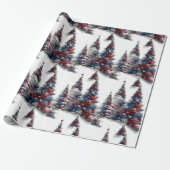 Patriottische rode witte en blauwe kerstbomen cadeaupapier (Uitgerold)