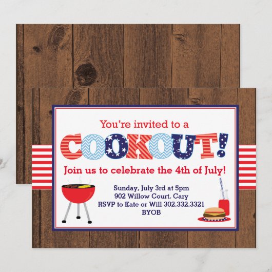 Patriottische rode, witte en blauwe keuken kaart (Voorkant / Achterkant)