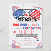 Patriottische Rode Witte en Blauwe Kleine Knalvuur Kaart (Voorkant)