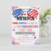 Patriottische Rode Witte en Blauwe Kleine Vuurwerk Kaart (Staand voorkant)