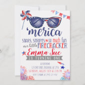 Patriottische Rode Witte en Blauwe Kleine Vuurwerk Kaart (Voorkant)