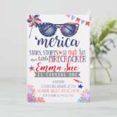 Patriottische Rode Witte en Blauwe Kleine Vuurwerk Kaart (Staand voorkant)