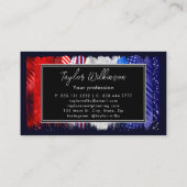 Patriottische rode, witte en blauwe penseelstreken visitekaartje (Achterkant)