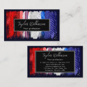 Patriottische rode, witte en blauwe penseelstreken visitekaartje (Voorkant / Achterkant)