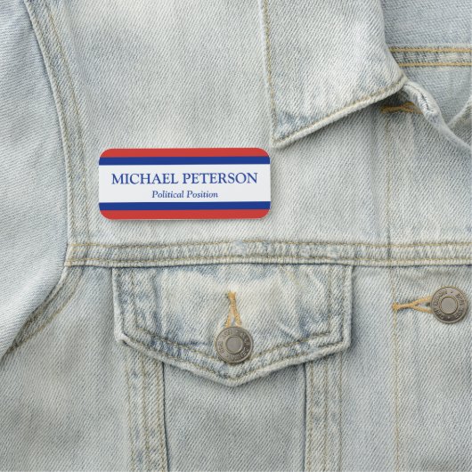 Patriottische rode witte en blauwe politieke campa naamplaatje (In situ)