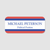 Patriottische rode witte en blauwe politieke campa naamplaatje (Voorkant)