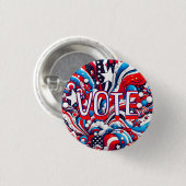 Patriottische rode, witte en blauwe stemaanmoedigi ronde button 3,2 cm (Voorkant /achterkant)