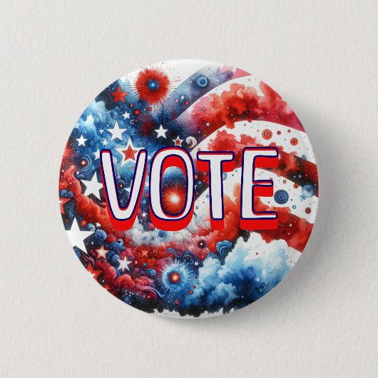 Patriottische rode, witte en blauwe stemming ronde button 5,7 cm (Voorkant)