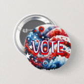 Patriottische rode, witte en blauwe stemming ronde button 5,7 cm (Voorkant /achterkant)