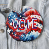 Patriottische rode, witte en blauwe stemming ronde button 6,0 cm (In situ)