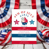 Patriottische rode witte en blauwe sterren 4 juli kaart
