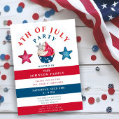 Patriottische rode witte en blauwe sterren 4 juli kaart