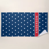 Patriottische rode witte en blauwe sterren Aangepa Strandlaken (Voorkant)