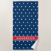 Patriottische rode witte en blauwe sterren Aangepa Strandlaken (Voorkant)