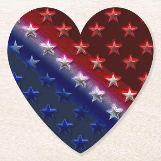 Patriottische rode, witte en blauwe sterren en str kartonnen onderzetters (Voorkant)