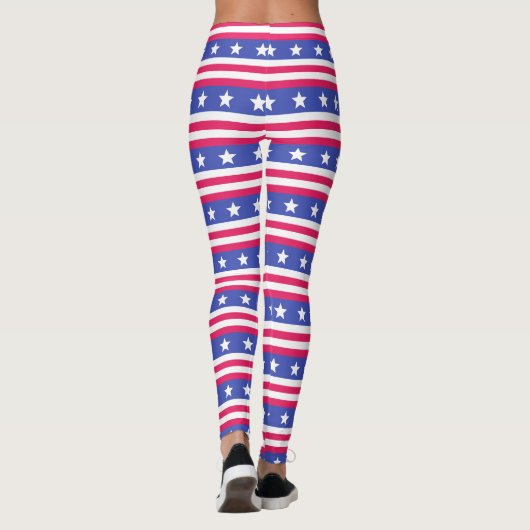 Patriottische rode, witte en blauwe sterren en str leggings (Achterkant)
