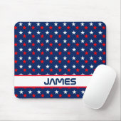 Patriottische rode witte en blauwe sterren, gepers muismat (Met muis)