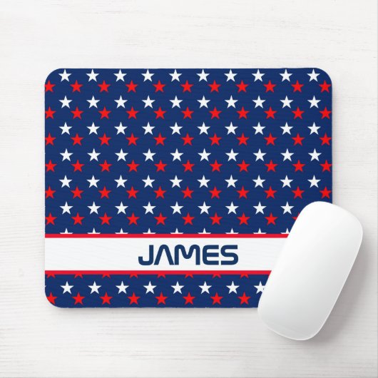 Patriottische rode witte en blauwe sterren, gepers muismat (Met muis)