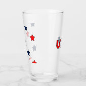Patriottische rode witte en blauwe sterren glas (Links)