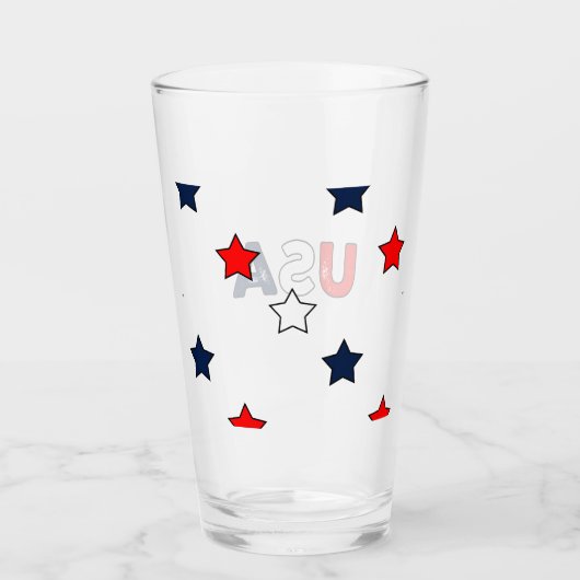 Patriottische rode witte en blauwe sterren glas (Voorkant)