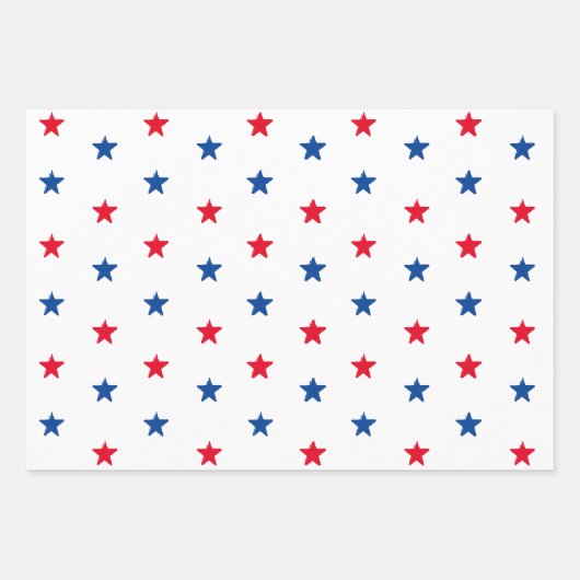 Patriottische rode witte en blauwe sterren inpakpapier vel (Voorkant 3)