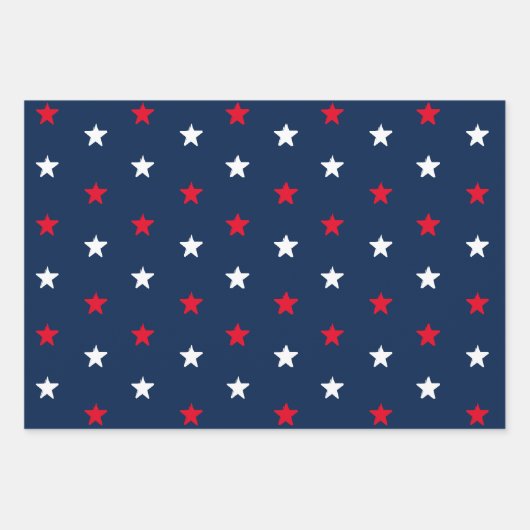 Patriottische rode witte en blauwe sterren inpakpapier vel (Voorkant 2)