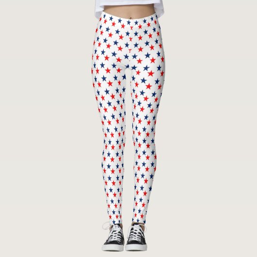 patriottische rode , witte en blauwe sterren leggings (Voorkant)